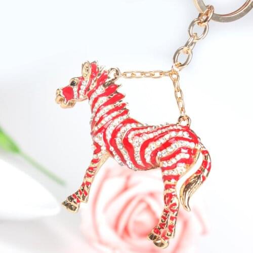 Lovely Horse Red Cute Crystal Charm Purse Handbag Car Key Keyring Keychain Party Wedding Birthday Gift