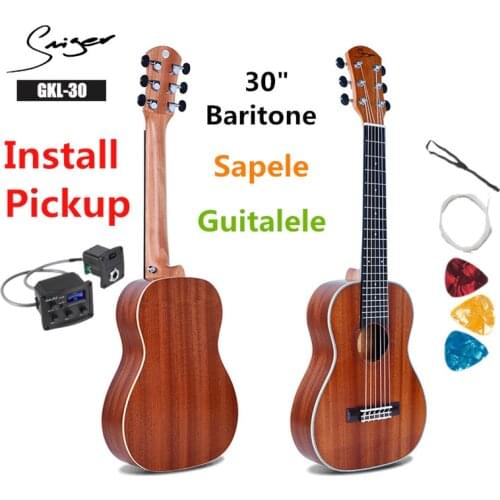 Guitalele Guilele 30 Inches Mini Electric Guitarlele Baritone Acoustic Guitars 6 Strings Ukelele Pickup Travel Guitar Music