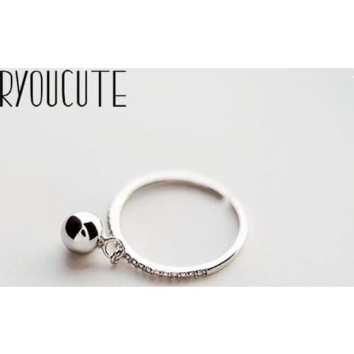Fashion Vintage Silver Color Ball Beads Rings for Women Jewelry Adjustable Size Finger Engagement Crystal Ring