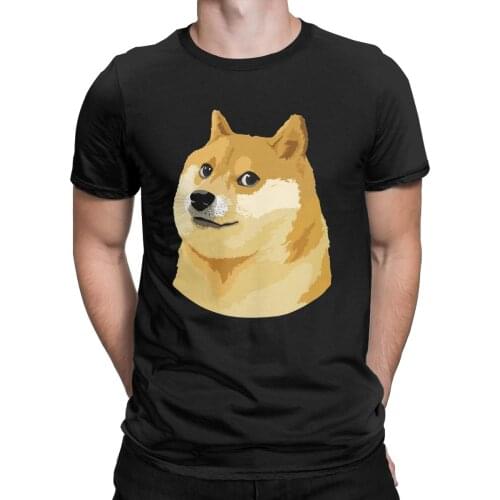 Mens T-Shirts Doge Coin Dogecoin Cryptocurrency Vintage 100% Cotton Tee Shirt Short Sleeve T Shirts Crewneck Clothing Gift Idea