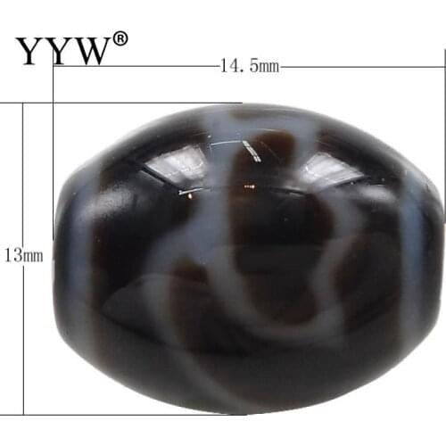 YYW Natural Tibetan Agata Dzi Stone Beads Ji Oval money hook Prayer Lucky Ji Beads 14.50x13x3mm Hole:Approx 2mm Sold By PC