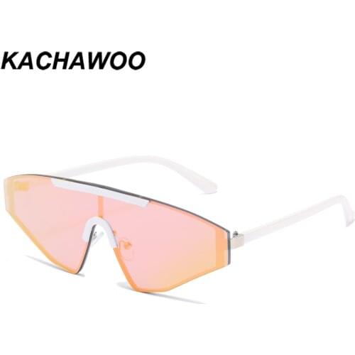 Kachawoo fashion cat eye sunglasses rimless women pink purple big half frame metal sun glasses for men unisex party gifts 2021
