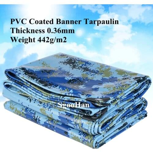 Ocean Camo PVC Coated Banner Tarpaulin Truck Canopy Rainproof Cloth Shading Sail Dog House Shed Waterproof Cloth Outdoor Awning