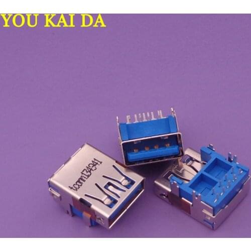 20-100pcs/lot Original New USB 3.0 Laptop USB Connector Blue USB JACK USB 3.0 Heightening DIP feet copper down high plate