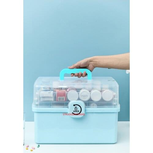 Plastic Storage Box Medical Box Organizer 3 Layers Multi-Functional Portable Medicine Cabinet Family Emergency Kit Box