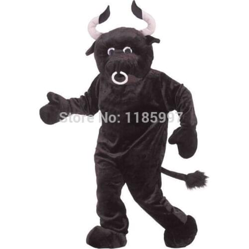 HOT SALE Popular Deluxe Plush Black Bull Halloween animal Mascot Costume Fancy Dress Animal mascot costume free shipping