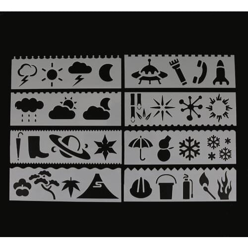 Weather Shaped Painting Template DIY Craft Layering Stencils Painting Scrapbooking Stamping Embossing Album Paper Template 8Pcs