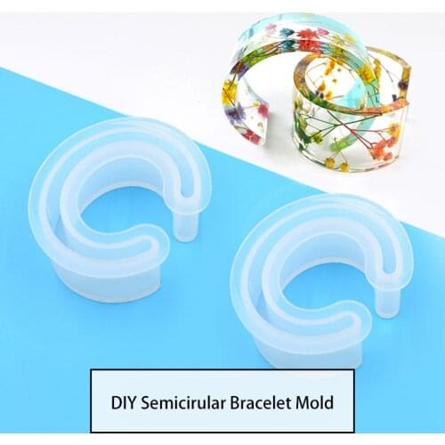 Semi Open Bracelet Moldes C-Shaped Bracelet Moule Epoxy UV Glue Dried Flowers Bangle Mold For Epoxy Resin To Art Craft