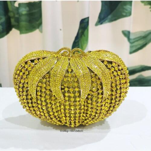 Luxury Yellow Rhinestone Diamond Ladies Clutch Bags Blue 4 Colors Crystal Women Phone Minaudiere Mini ChainWedding Party Purses