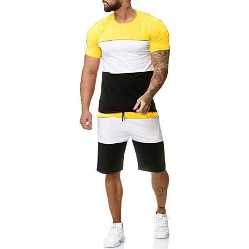 Sportswear Mens 2 Piece Outfit Sport Set Short Sleeve T Shirt And Shorts Summer Leisure Casual Short Thin Sets Suits Tracksuit