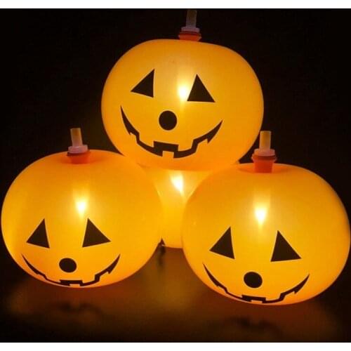 Halloween Glowing Balloons Pumpkin Balloons Ghost Festival Atmosphere Decoration Family Glowing Balloon Pumpkin Head Lighting