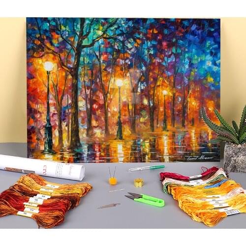 Oil Style Printed 11CT Cross Stitch Complete Kit DIY Embroidery DMC Threads Craft Handmade Needlework Decor