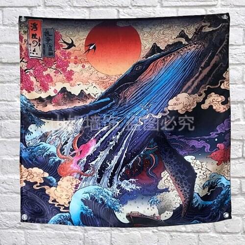 Japanese Ukiyo-e Tattoo Poster hanging Banners Restaurant Bar Winery Billiards Hall home wall decor live background cloth