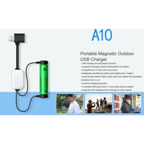 A10 Battery Charger for Li-ion Batteries Multifunction Magnetic USB Charger Mini Charging/Discharging Power Bank For 18650 N84F