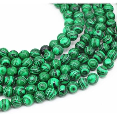 Green Malachite Stone Round Loose Beads for Jewelry Making Necklace Bracelet 4mm 6mm 8mm 10mm 12mm Crafts Finding 15inch A34
