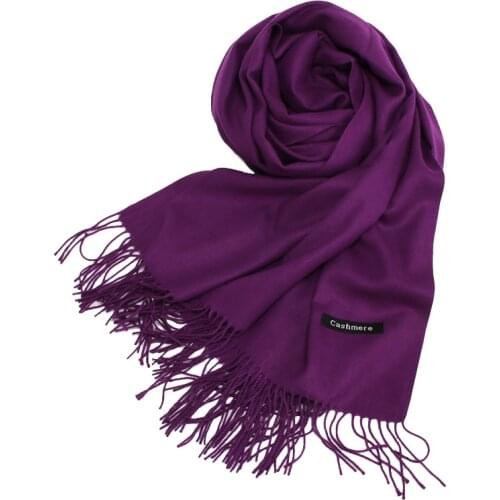 Women purple color cashmere shaw cashmere scarf with tassel lady winter warm scarf high quality female party outdoors big shawl