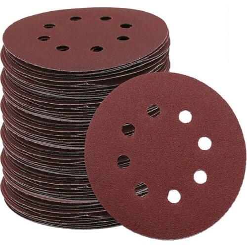 10pcs 125mm 8 hole Round flocking sandpaper self-adhesive sand paper 40/ 60/ 80/ 100/ 120/ 180~800 Sander Abrasives Tools