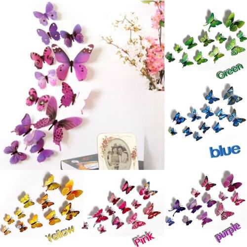 12PCS 3D Butterfly Wall Stickers Decal Kids Children Bedroom Home Room Decoration DIY Decor Art Design