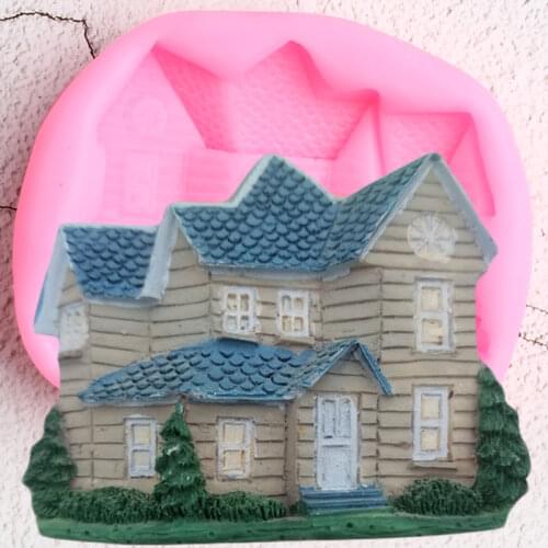 3D House Silicone Mold Villa Polymer Clay Candy Chocolate Molds DIY Baby Party Cupcake Topper Fondant Cake Decorating Tools