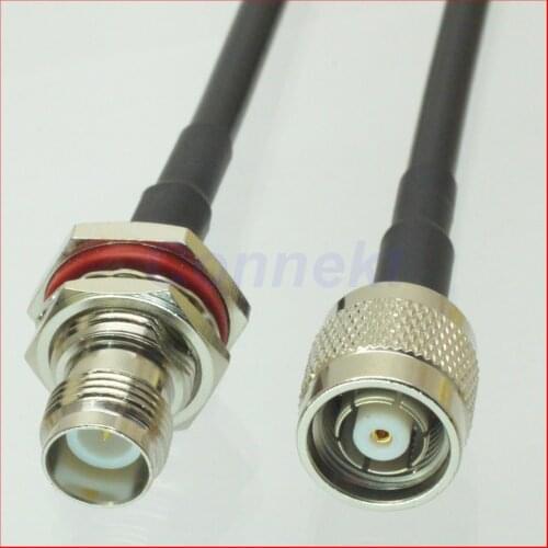 5pcs/lot RP-TNC male jack center to RP-TNC female nut bulkhead RG58 cable pigtail 50cm