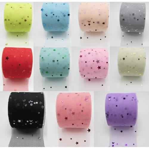 6 meters / lot 8cm Star Gauze Tulle for DIY sewing material kids hair clip accessories stiff gauze lace fabric