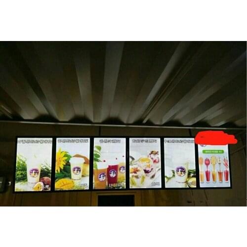 6PCS A2 Size Ultra Slim Magnetic Aluminum Frame LED Menu Poster Display System for fast food restaurant