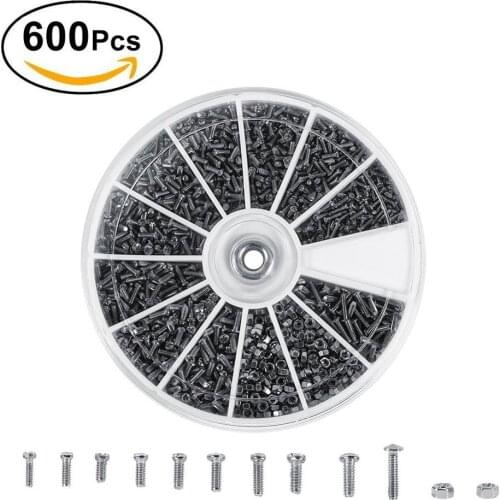 600pcs 12 Kinds Of Small Screws Nuts Assortment Kit M1 M1.2 M1.4 M1.6 For Watches Glasses Electronics