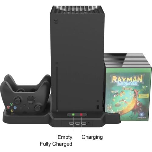 Game Console Accessories Vertical Stand Game Controllers Shelf For Xbox Series X/S With 3 Ports USB 2.0 Hub 2Pcs Cooling Fan