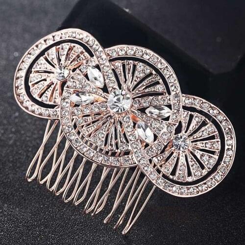 Blucome brand Rhinestone Hair Accessories Flower Hairpins Tiara Women Bridal Head Jewelry for Gifts Colar hair Combs Bijoux