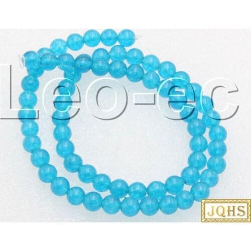Natural 6mm sky-blue Jades Stone Loose Beads for Jewelry Making Strand 15" v1423