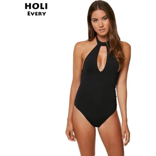 High Neck Black One piece Swimsuit Fused Women Monokini 2019 Female Sexy Swimwear Summer Swim Ba Stroj Costume 1 Bathing Suit 59