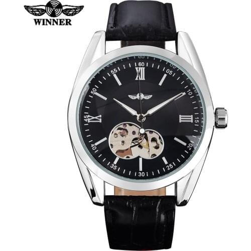WINNER Men Watches New Fashion And Casual Auto Self-Wind Leather Strap Skeleton Design Mutli-color Watches Relogio Masculino