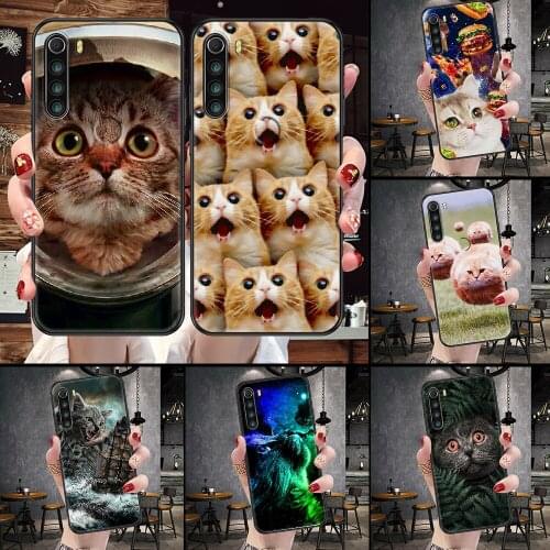 Funny cat Phone case For Xiaomi Redmi Note 7 7A 8 8T 9 9A 9S 10 K30 Pro Ultra black soft hoesjes fashion shell luxury prime
