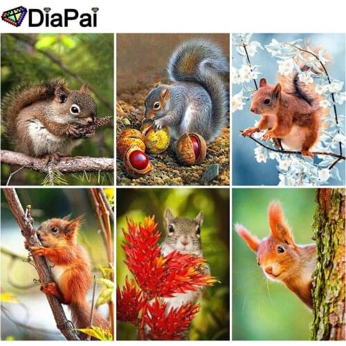DIAPAI Diamond Painting 5D DIY 100% Full Square/Round Drill "Animal squirrel" 3D Embroidery Cross Stitch Home Decor