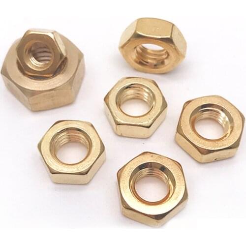 GB6170 Copper Hexagon Nut Copper Nut Screw Cap Hexagonal Brass Hex Nuts Hexagon Nut M1.4-M10 10PCS