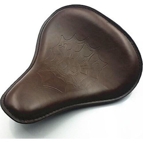 Brown Skull Large Leather Solo Driver Seat Chopper old School Custom Vintage XL