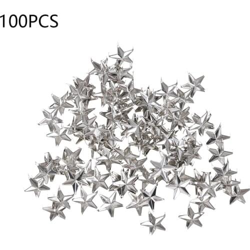 100pcs 15mm Star Rivets Silver Metal Leather Craft DIY Studs Spikes Spots Nailhead Rock Punk Garment Sewing Decoration Clothing