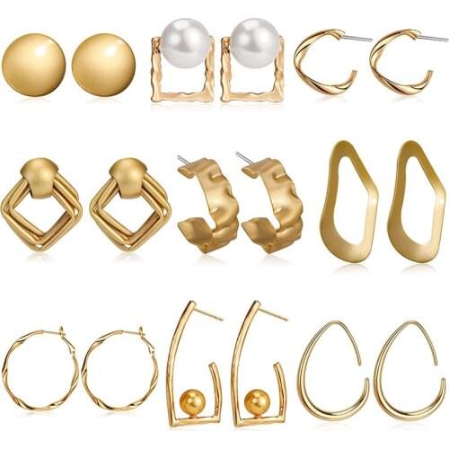 Fashion Statement Earrings Big Geometric Gold Color Earrings For Women Metal Matte Dangle Drop Earrings 2020 Female Jewelry