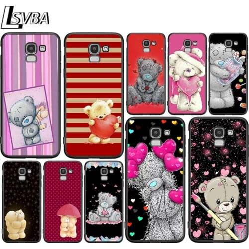 Cartoon teddy bear for Samsung Galaxy J2 J3 J4 Core J5 J6 J7 J8 Prime duo Plus 2018 2017 2016 Soft Black Phone Cover
