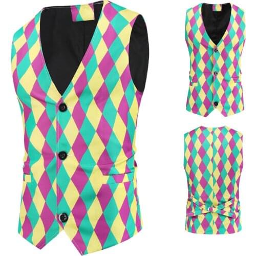 Men Geometric Printed Slim Fit Formal Party Wedding Suit Vest Printed Jacket Tops Men Casual Standard Waistcoat Suit Vest