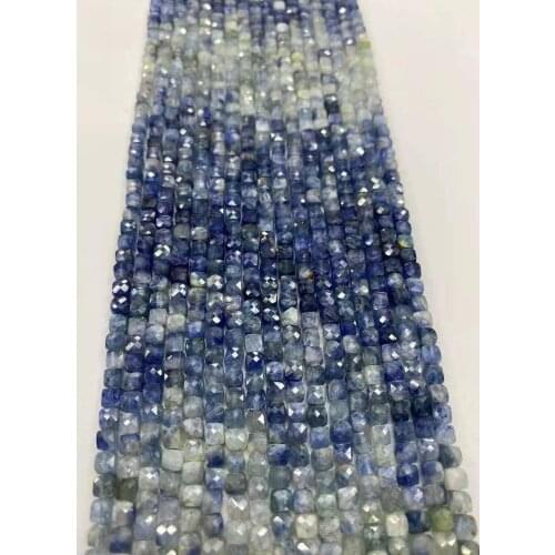 Natural crystal gradient blue crystal 4x4mm DIY jewelry boutique crystal length 38cm