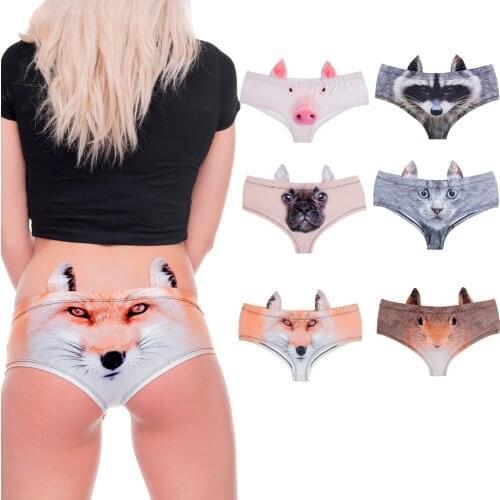 New Cute cat 3D simulation animal print Ladies Hipsters Panties Animal Pattern Ear Themed Panties Print Underwear תחתוני נשים T5