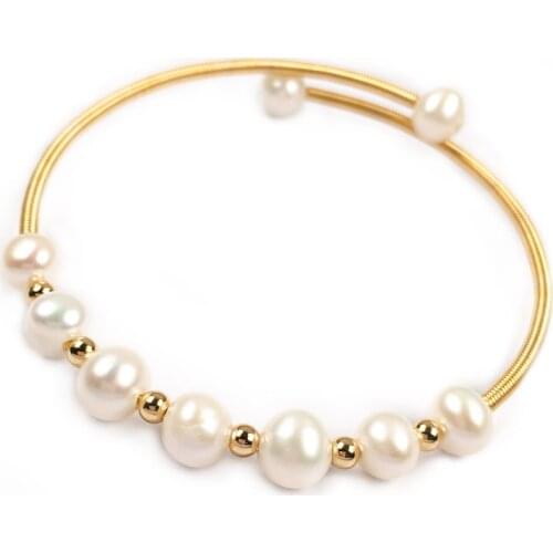 New Style Freshwater Big Pearl 7-8 Mm/small Pearl 6-7 Mm Copper Bracelet Charms For Elegant Women Love Romantic Gift