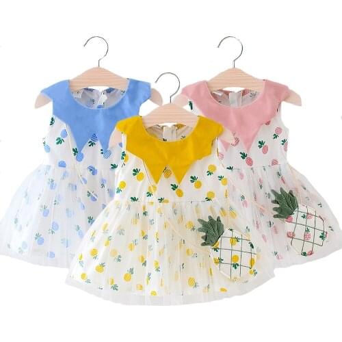 Pineapple Dress For Girl Summer Children Lace Princess Baby Girls Dresses And Have A backpack Toddler Kids Birthday Present