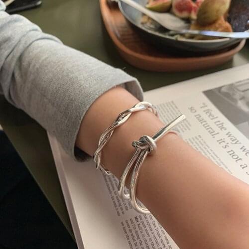 S925 Sterling Silver Bangle For Women Korean Hand Woven Bangle Retro Bangle Jewelry Wholesale