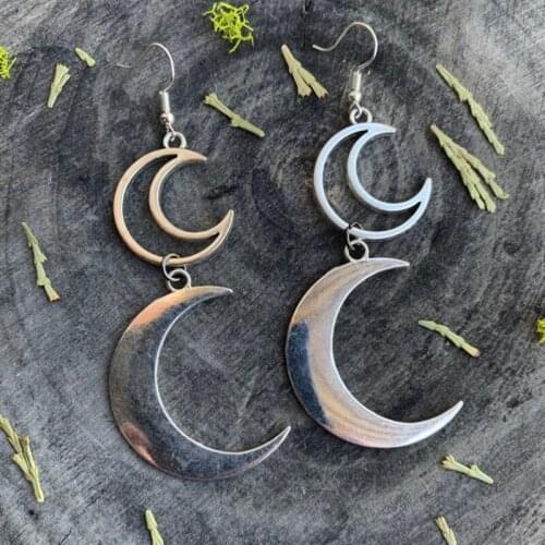 Double Moon Crescent Earrings mystic gothic jewelry Lunar witch celtic Pagan Wiccan luna Fashion woman gift 2020 new