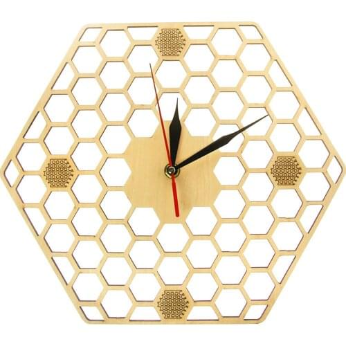 Hexagonal Honeycomb Wall Clock Home Decoration Geometric Watch Wooden Wall Clock Home Wall Clock 3D Diy Wall Clocks