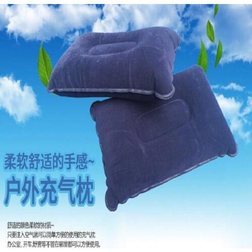 Outdoor inflatable pillow large padded flocking square camping sleeping bag pillow lunch break cushion folding travel pillow in