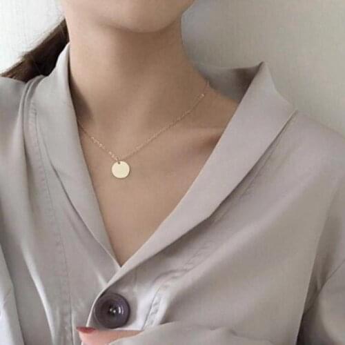 Vintage Coin Pendant Necklaces For Women Fashion Simple Long Choker Necklace Round Disc Statement Jewelry Friend Gift
