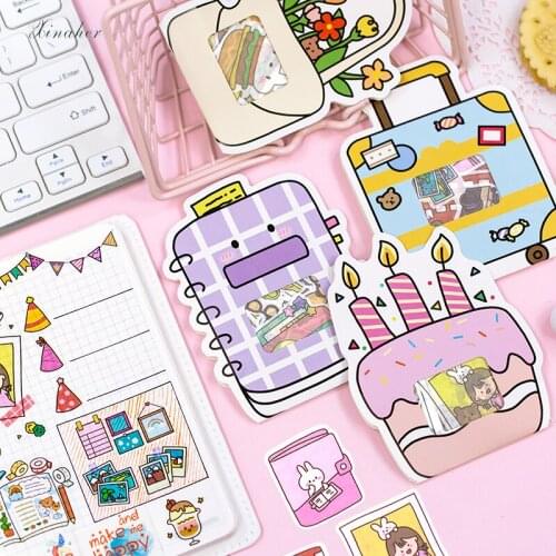 XINAHER 40 Pcs/bag Cute cartoon girl travel stationery paper sticker package DIY diary decoration sticker album scrapbooking